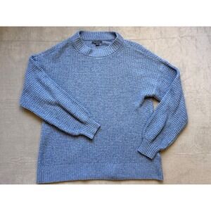 American Eagle Blue Waffle Knit Mock‎ Neck Balloon Sleeve Sweater Women's M